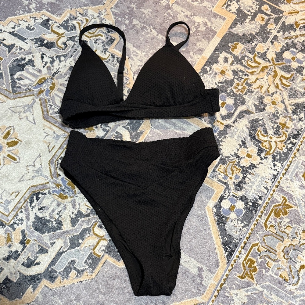 Black Aerie High-Waist Bikini Set - Women's Swim